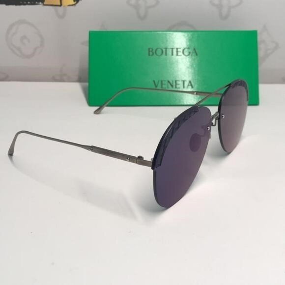 New Authentic Bottega Veneta BV0242S 003 Sunglasses – Blue Pilot Aviator - Picture 10 of 13